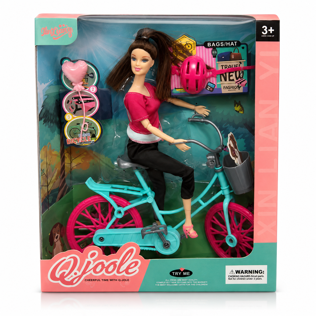 Fashion Doll with Bicycle & Helmet Playset | دمية أزياء مع دراجة هوائية وخوذة – مجموعة لعب