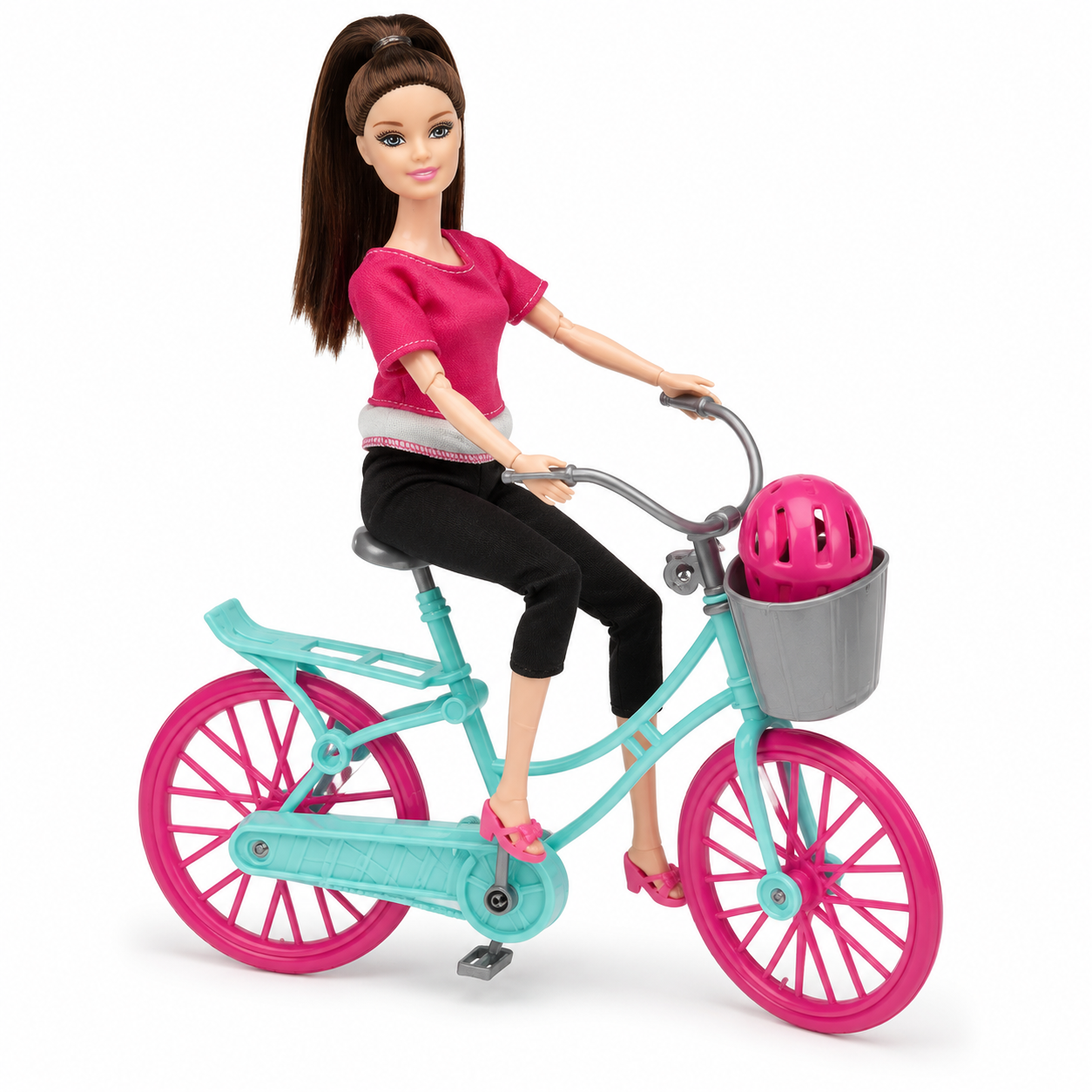 Fashion Doll with Bicycle & Helmet Playset | دمية أزياء مع دراجة هوائية وخوذة – مجموعة لعب