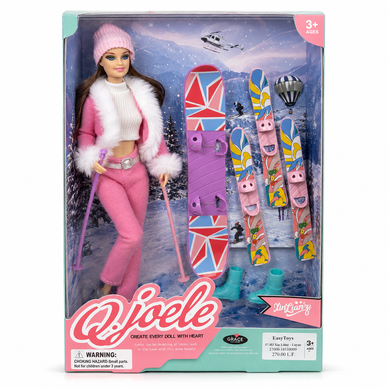 Winter Fashion Doll with Ski & Snowboard Playset | دمية أزياء شتوية مع مجموعة التزلج على الجليد ولوح التزلج