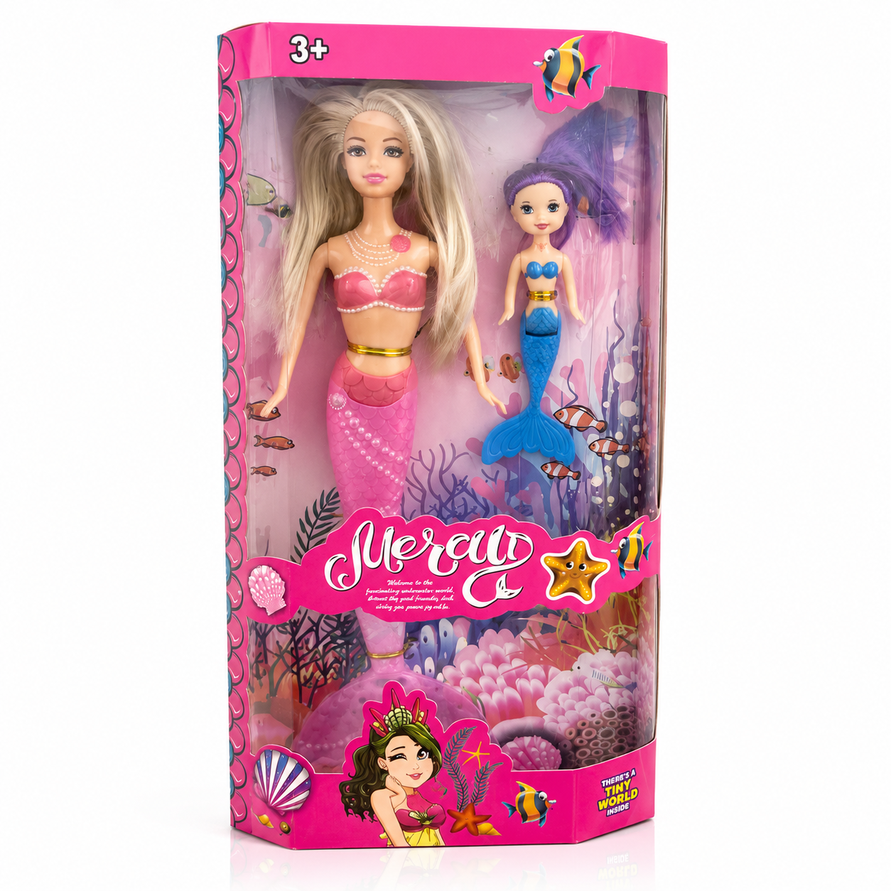 Mermaid Doll Set with Mini Mermaid Doll | مجموعة دمية حورية البحر مع دمية حورية صغيرة