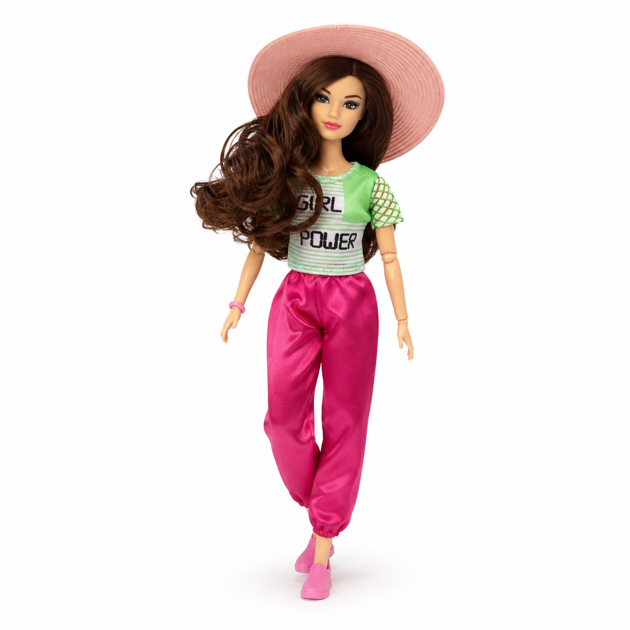 Fashion Doll with Pink Hat – Girl Power Edition | دمية أزياء "Girl Power" مع قبعة وردية