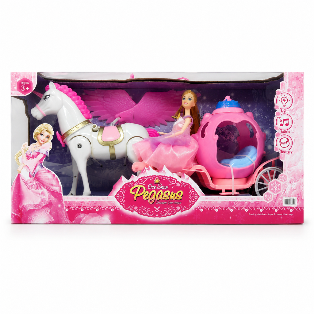 Princess Pegasus Carriage Playset with Light & Music | مجموعة عربة الأميرة مع حصان بيجاسوس المجنح بالإضاءة والموسيقى