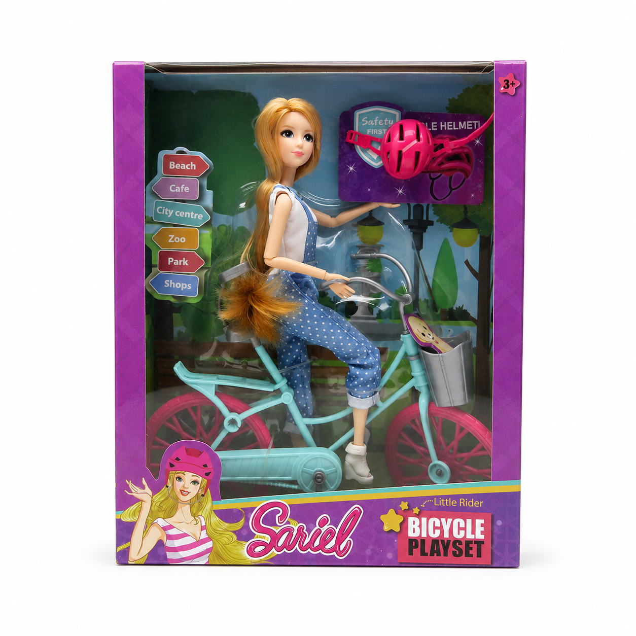 Fashion Doll Bicycle Playset with Helmet | مجموعة دمية الأزياء مع الدراجة والخوذة