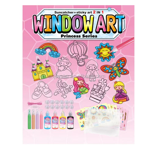 2-in-1 Window Art Princess Series Sticker Painting Set | مجموعة تلوين وملصقات فن النوافذ للأميرات 2 في 1