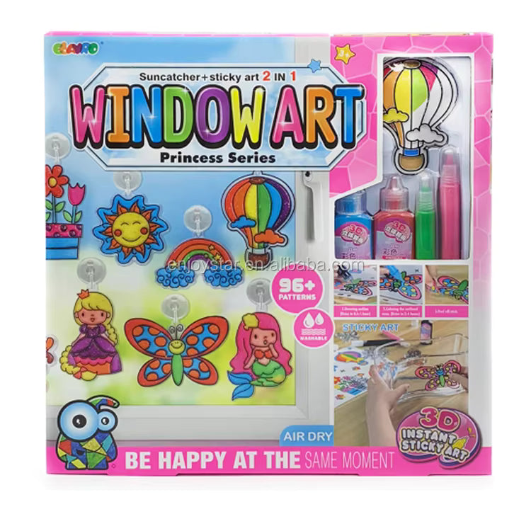 2-in-1 Window Art Princess Series Sticker Painting Set | مجموعة تلوين وملصقات فن النوافذ للأميرات 2 في 1