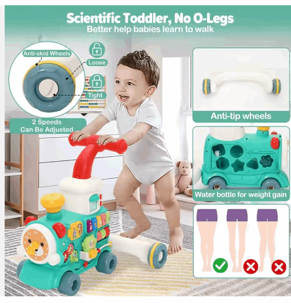 5 in 1 Baby Walker Steam Ride on Train Multi-function