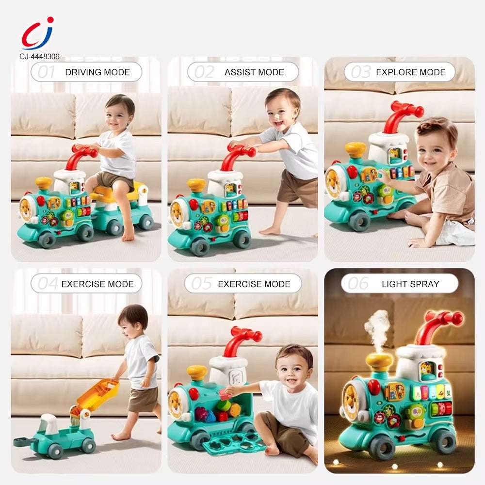 5 in 1 Baby Walker Steam Ride on Train Multi-function