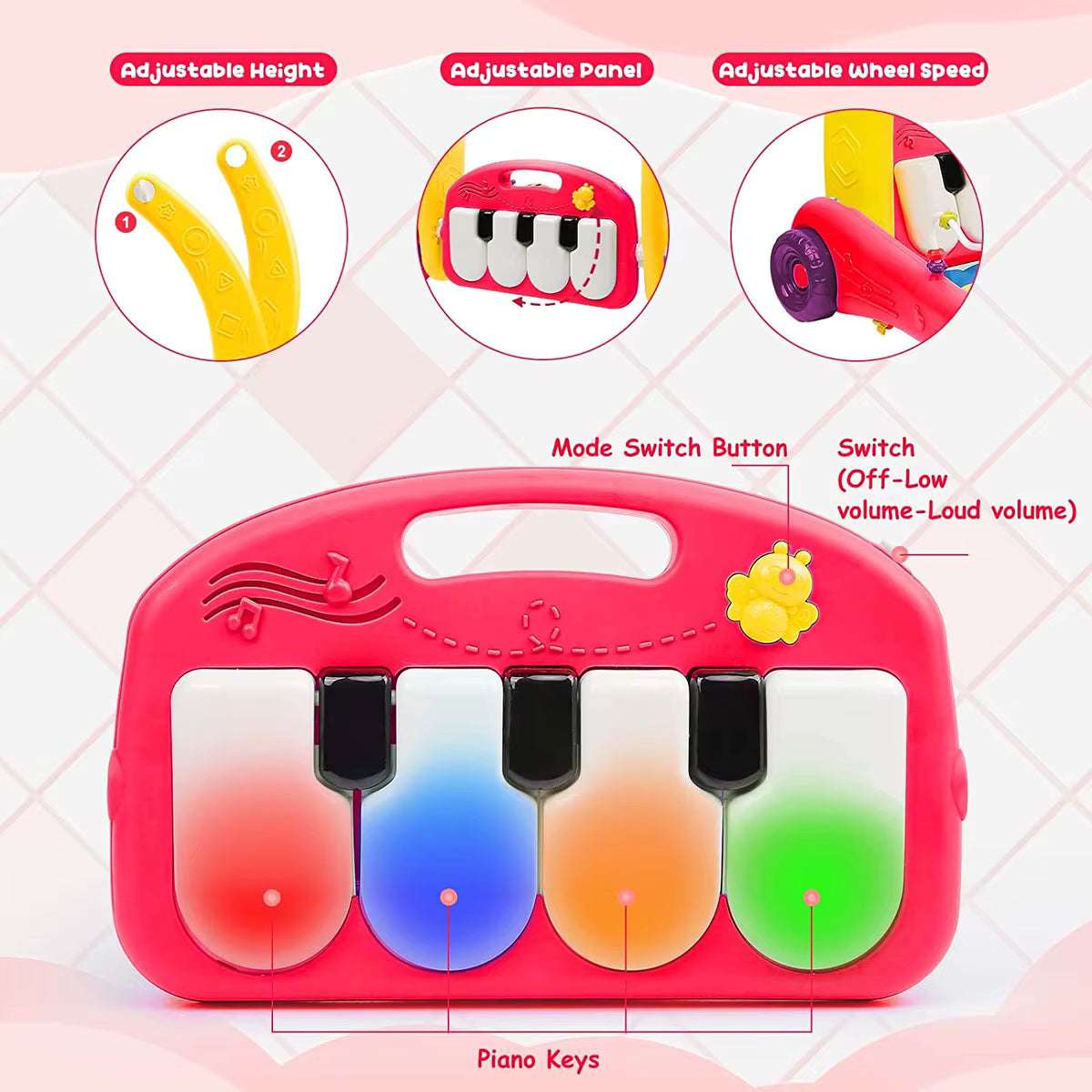 2 in 1 Multifunctional Baby Pedal Piano & Baby Walker - مشايه و بيانو