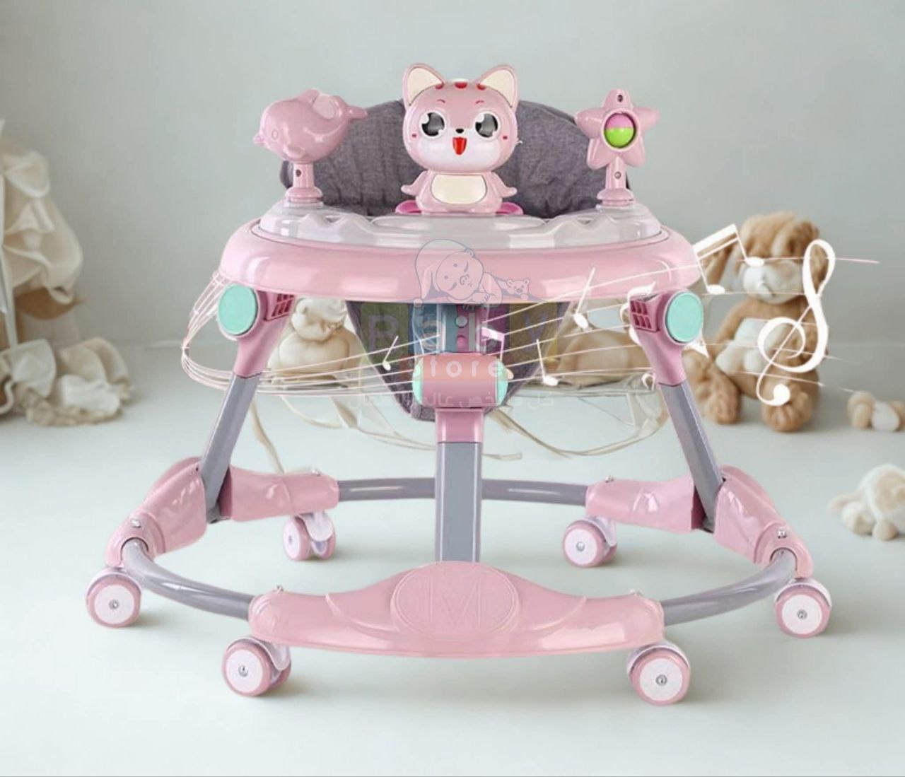 مشاية أطفال دائري معدن شكل قطة | baby Walker cat shape