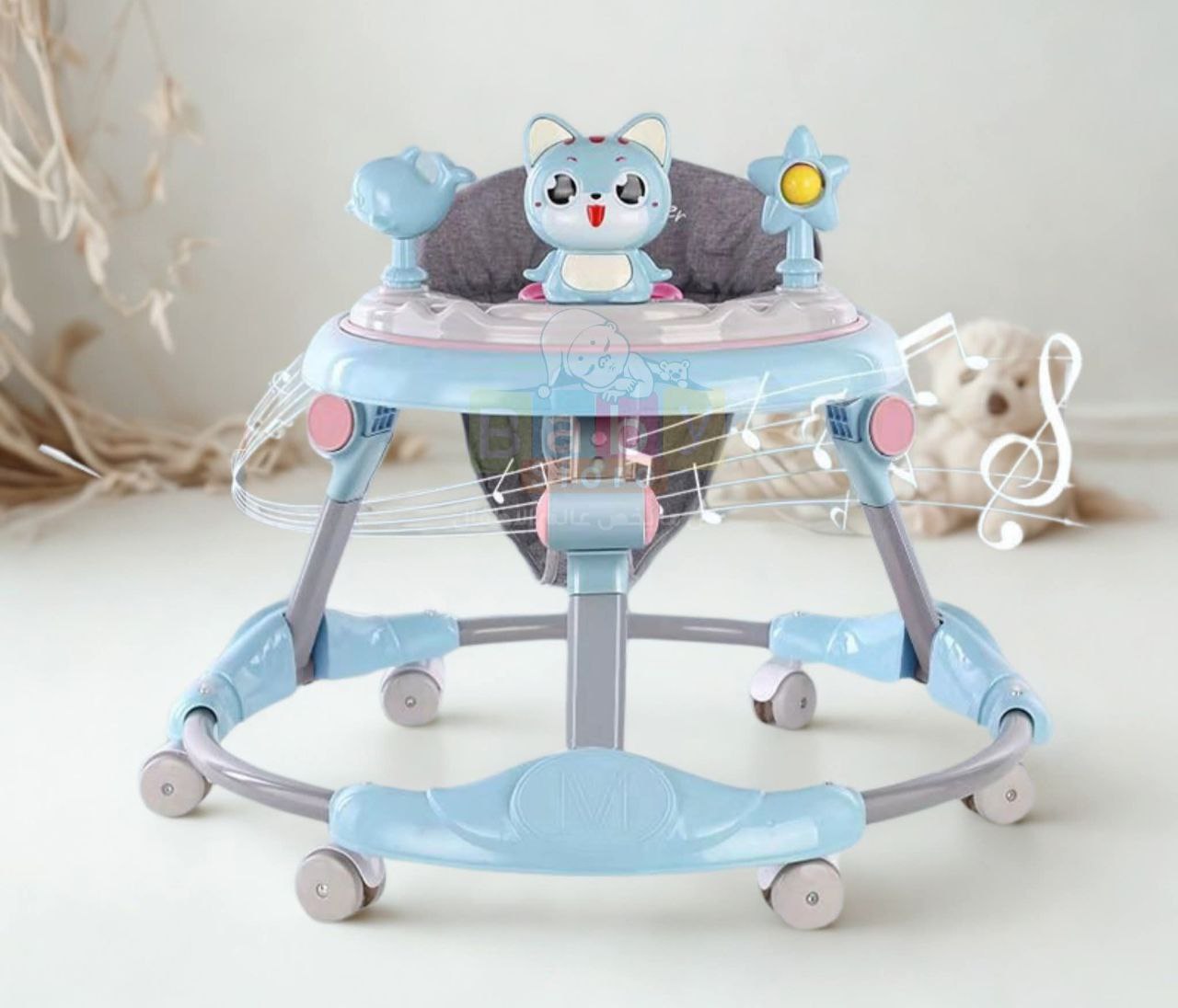 مشاية أطفال دائري معدن شكل قطة | baby Walker cat shape